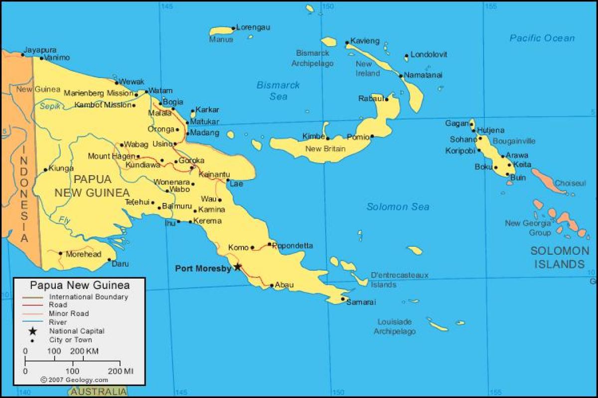 mapa papua-nová guinea a okolní země