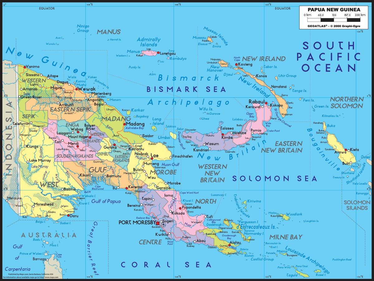 podrobná mapa papua-nová guinea