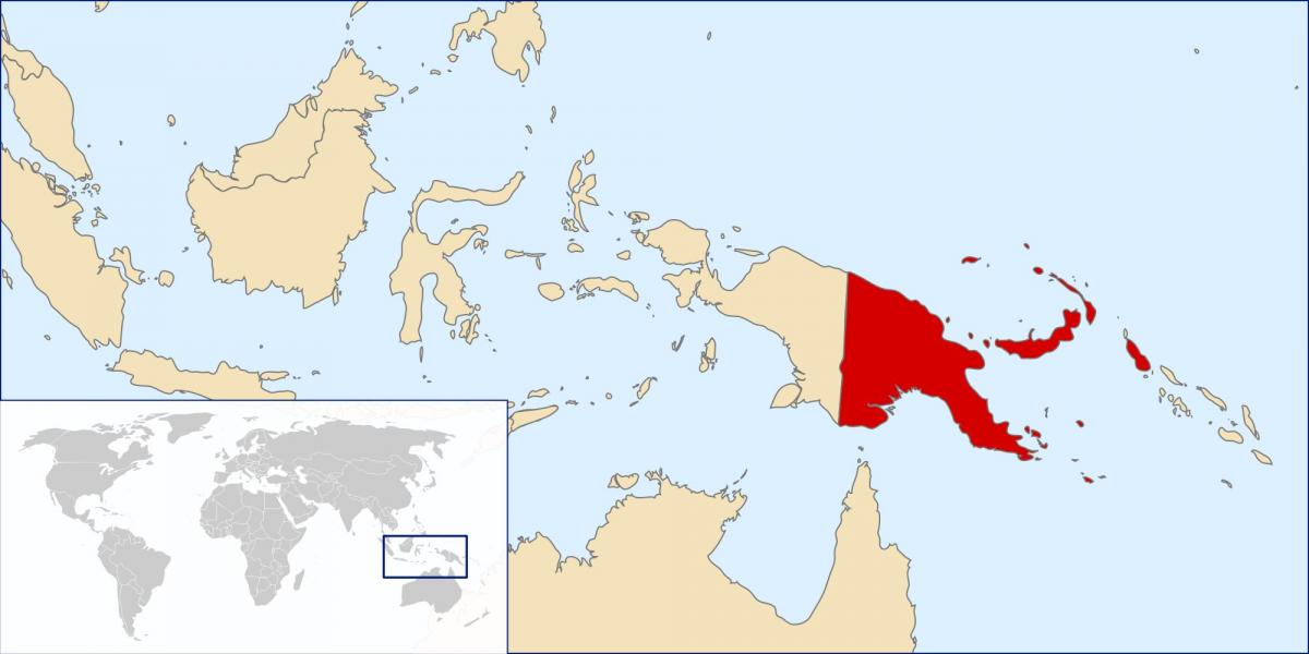 papua-nová guinea umístění na mapě světa