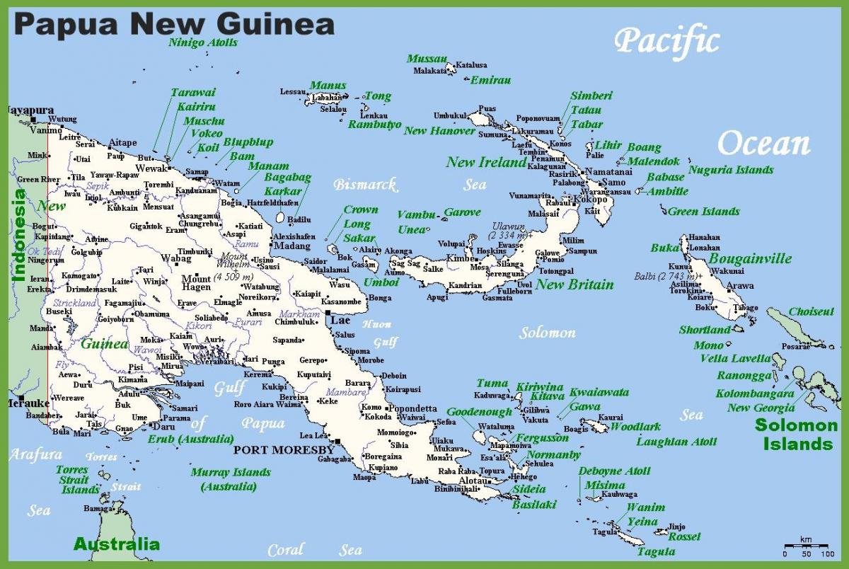 papua-nová guinea v mapě