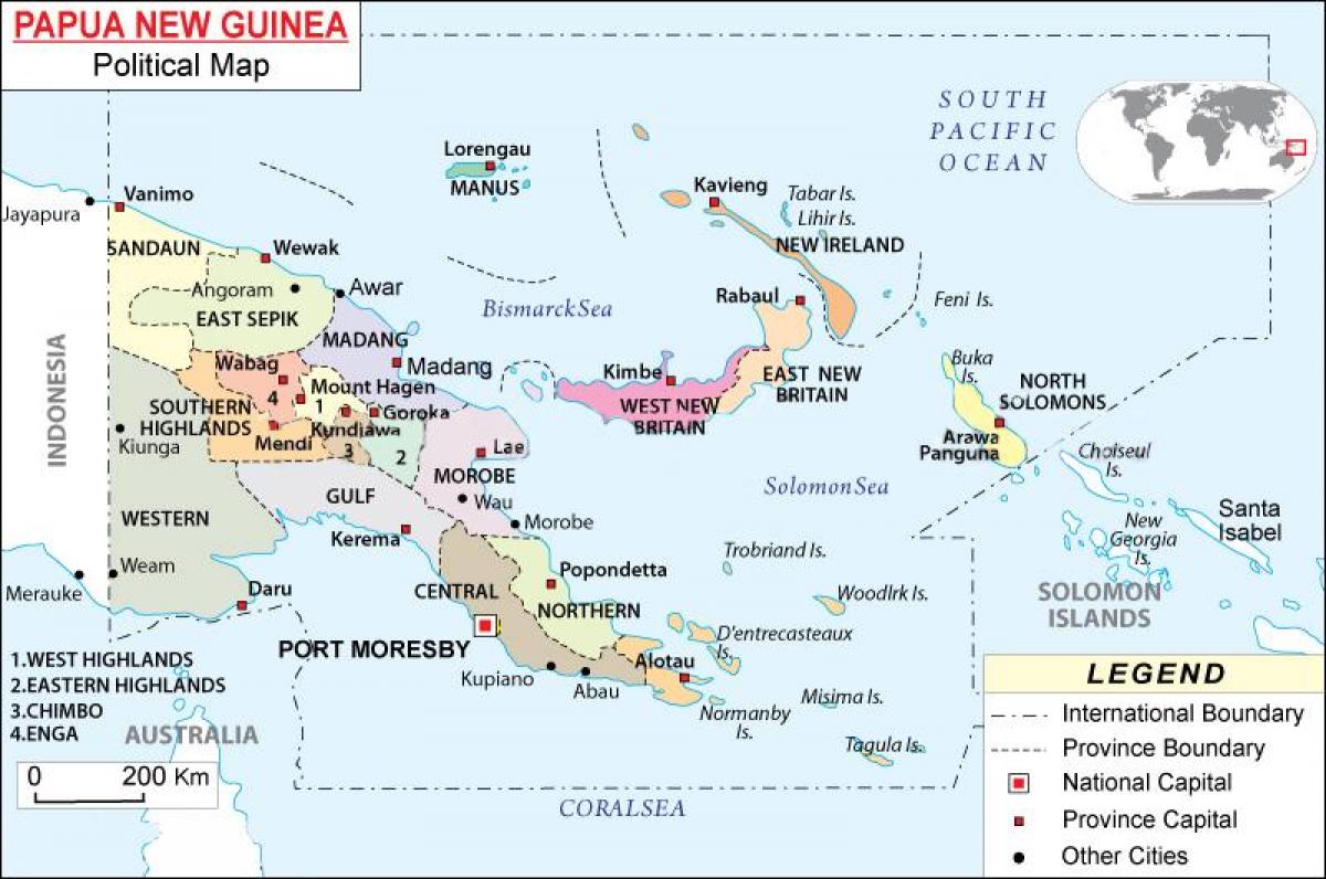 mapa papua-nová guinea provincií
