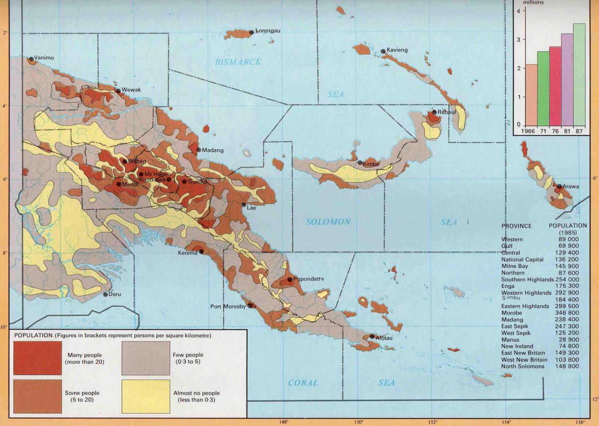 mapa papua-nová guinea populace